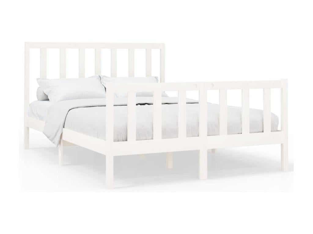 Bed frame White Solid pine wood 120x200 cm EYMU39630