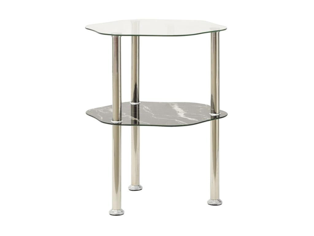 Transparent and black side table 38x38x50 Tempered glass 4 FZYP98057
