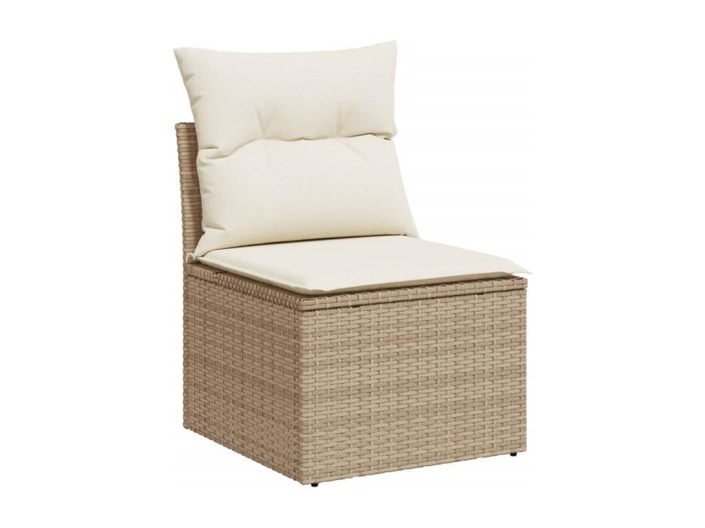 11-piece garden furniture set with beige resin wicker cushions JDHQ08987