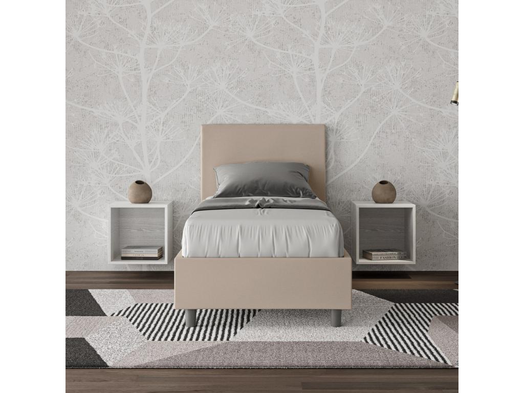 Boisona dove grey faux leather upholstered bed without slatted base 80x210 EEGL94423