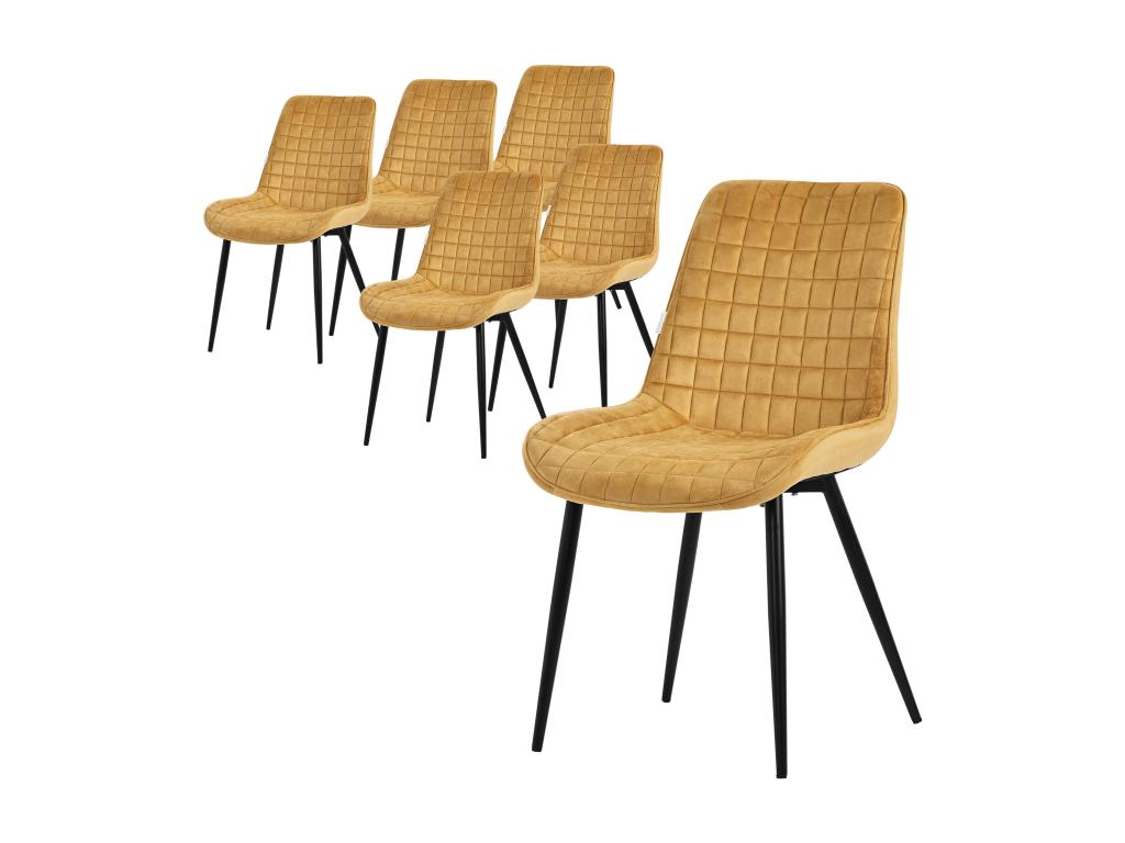 Set of 6 upholstered kitchen/dining chairs in mustard yellow velvet RETC28140