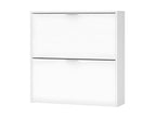 Shoe cabinet with 2 drop-down doors, white - Boisona - W 75 x D 22 x H 76 cm PXWI49075