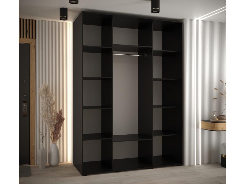 Boisona 8 Sliding Door Wardrobe 235.2/180/60 3 Doors Black/Black/Silver JLFK55491