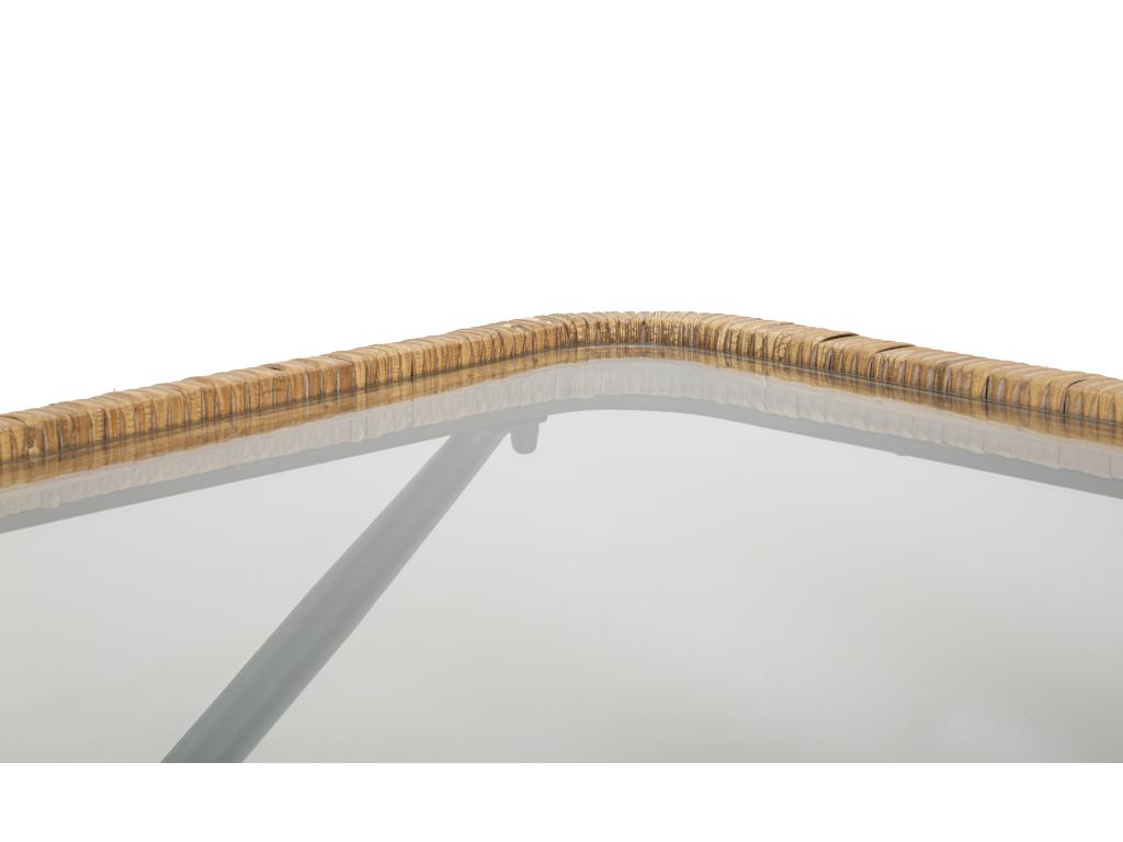 Coffee table in iron, wood, black and brown glass, 70x50x45 cm SIOK45806