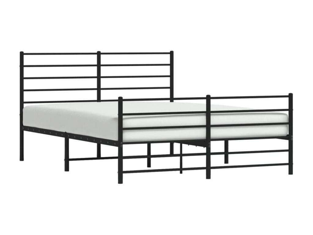 Metal bed frame with headboard and footboard, black, 150x200 cm, ZRRL75893