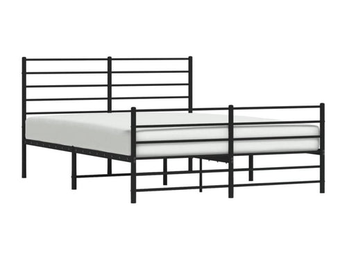 Metal bed frame with headboard and footboard, black, 150x200 cm, ZRRL75893
