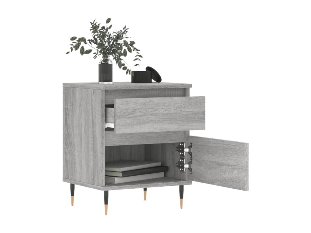 Boisona bedside tables, 2 pcs, grey, 40x35x50 cm, engineered wood, SNSG39347