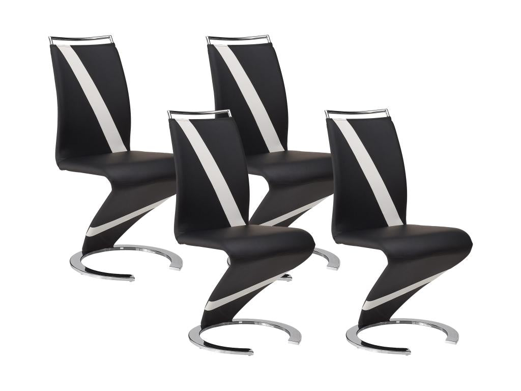 Set of 4 Nobellea chairs - Black/white faux leather UWII00628