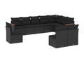 10-piece garden furniture set with cushions, black wicker resin AQPA58127