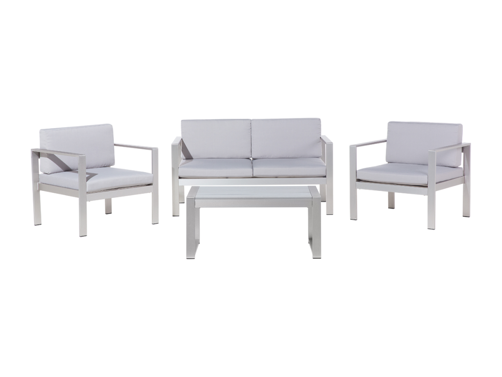 Boisona 4-Seater Garden Furniture Set with Table, Light Grey Metal TKFA66494