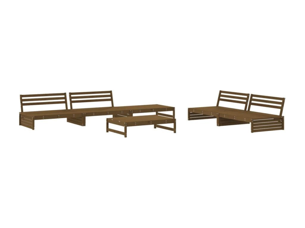 6-piece garden furniture set with cushions, honey brown, solid wood POVK89243