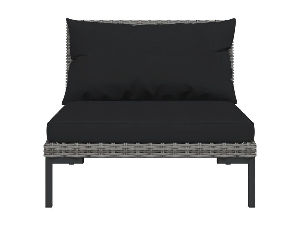 4-piece garden furniture set with cushions, woven resin, dark grey QNQG78324