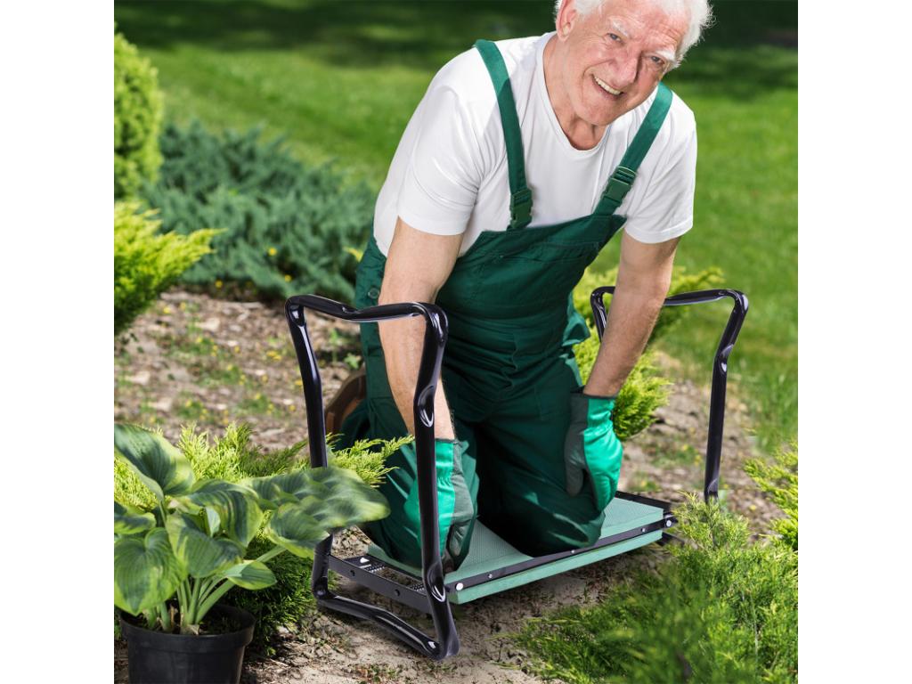 Boisona 2-in-1 garden stool, black and green, BSJM83463