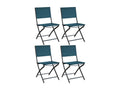 Boisona Folding Chair in Steel and Canvas, Set of 4, Graphite Blue EHXT75380