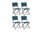 Boisona Folding Chair in Steel and Canvas, Set of 4, Graphite Blue EHXT75380