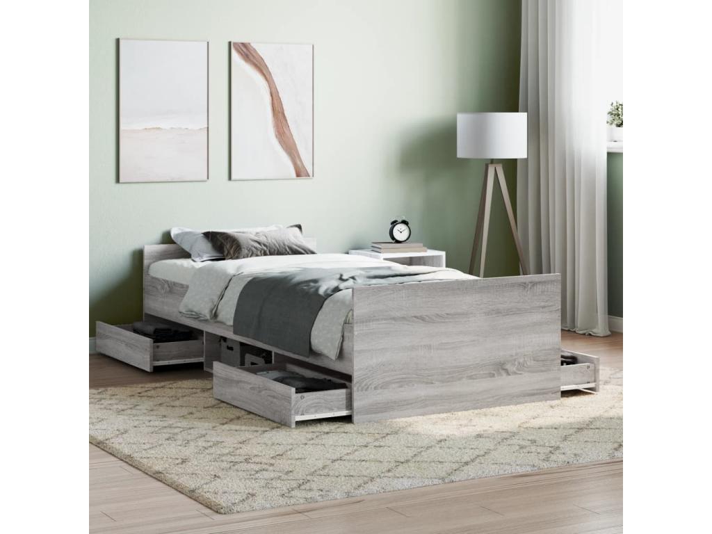 Bed frame without mattress Boisona gray 90x190 cm IEII22401