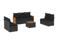 8-piece garden furniture set with cushions, black woven resin BWOE05435
