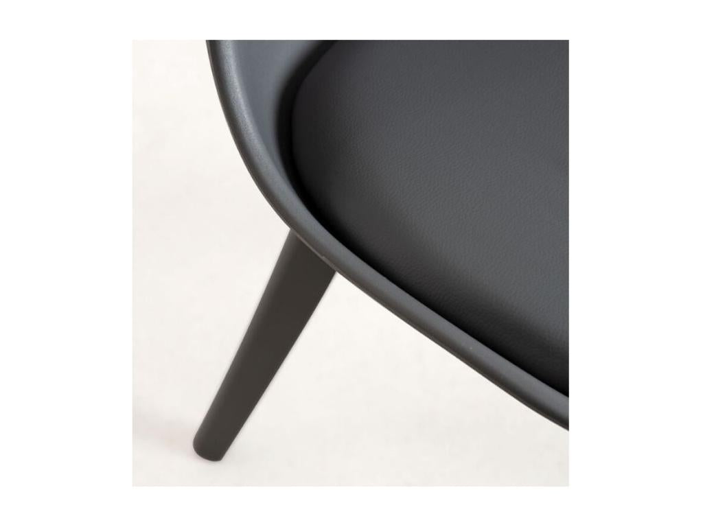 Boisona modern polypropylene chair with dark grey faux leather seat cushion - Set of 2 IGTV22810