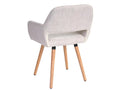 Retro design visitor/dining/office chair without casters, cream fabric, light wood legs 04 0002146 YJUZ64936