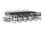 15-piece garden dining set with cushions, black resin wicker OHAK61151