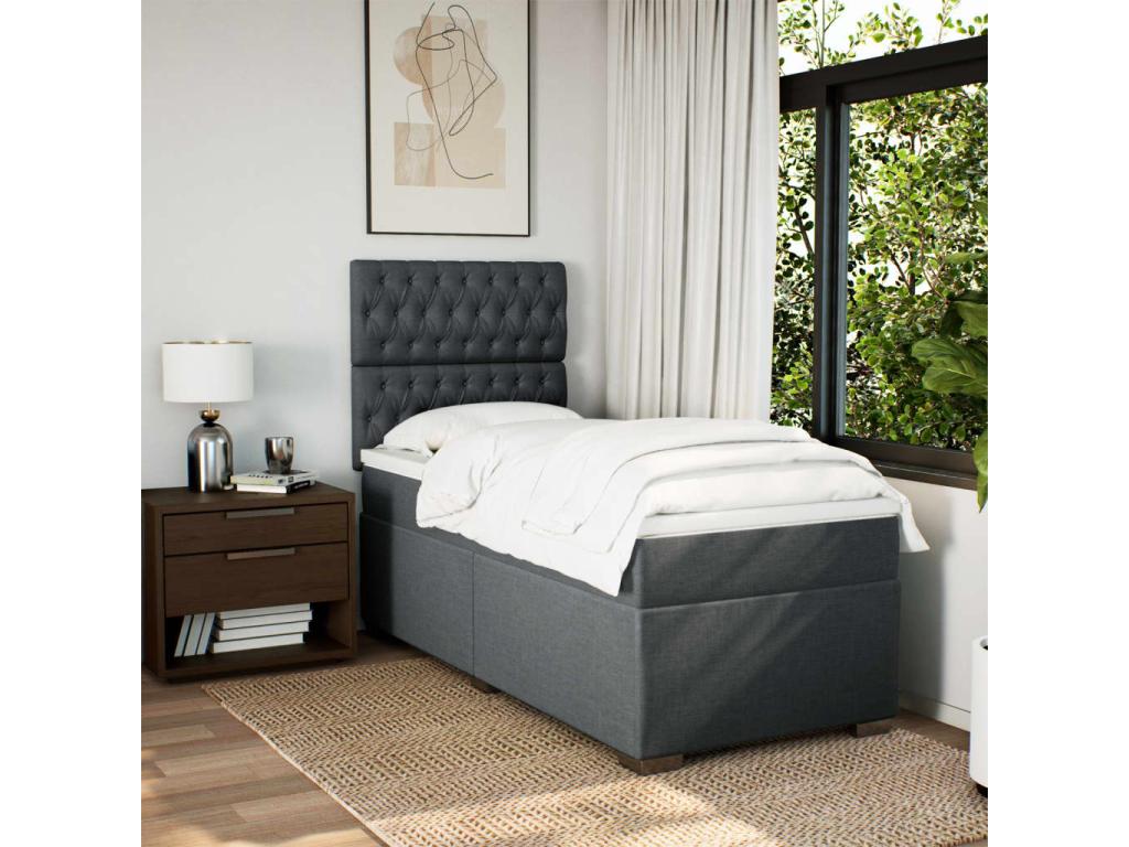 Boisona bed base with mattress, dark grey, 80x200 cm, fabric KZMG34765