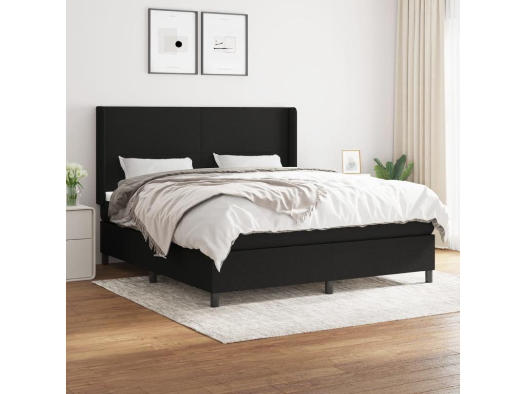 Upholstered bed base with mattress, black, 160x200 cm, fabric RNXT98162