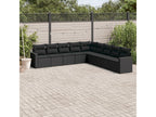 9-piece garden furniture set with cushions, black resin wicker JMME38223