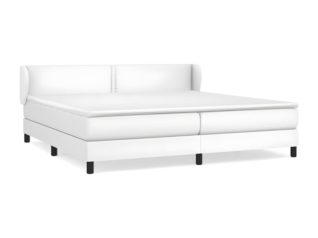 Boisona bed base with mattress, white, 200x200 cm, faux leather, ZSSV32071
