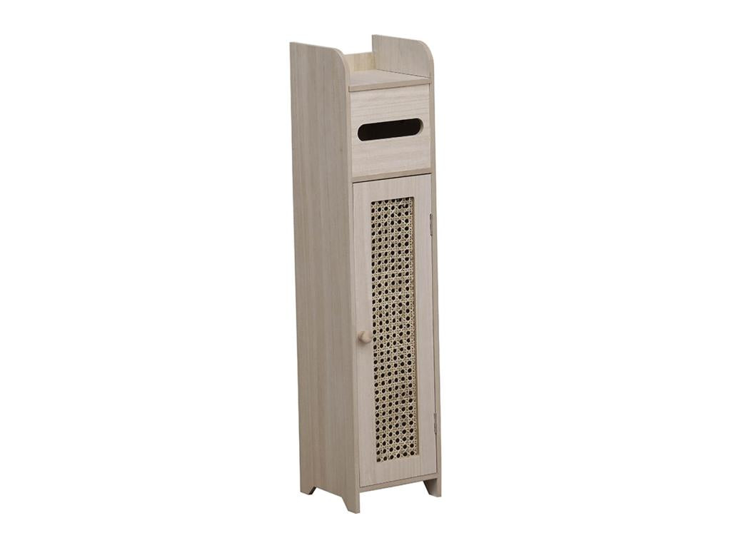 Wooden and Rattan Cane Toilet Paper Holder and Storage Unit HFNO49707