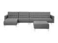 Modular corner sofa bed, light grey fabric with ottoman, 5-seater, right-hand side, ILPK05539
