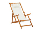 Folding beach chair, solid eucalyptus wood and cream fabric, GBOJ88249