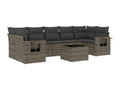 8-piece garden furniture set with grey resin wicker cushions BNEZ48702