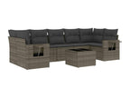 8-piece garden furniture set with grey resin wicker cushions BNEZ48702
