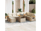 Nobellea 9-piece beige resin wicker garden furniture set with cushions JVSW71936