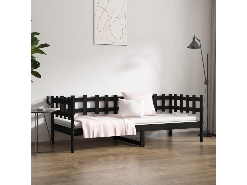 Black Daybed 90x200 cm Solid Pine Wood TFPN27646