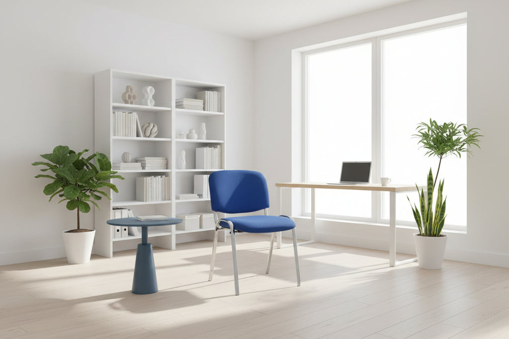 Dining chair - Fabric / Chrome metal - Blue - Boisona CEGB04072