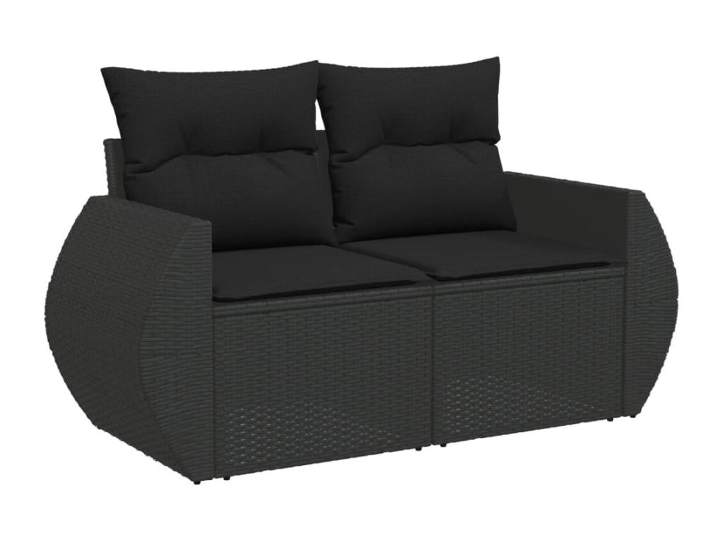 6-piece garden furniture set with cushions, black woven resin VANZ26214