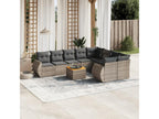 Garden furniture set with cushions, 10 pieces, grey woven resin WVPA48264
