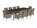 11-piece garden dining set with cushions, grey rattan and glass NJDQ42470