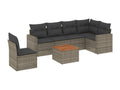 Garden furniture set with cushions, 7 pieces, grey woven resin DQFK98592