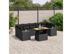 8-piece garden furniture set with cushions, black resin wicker, JQXH96476
