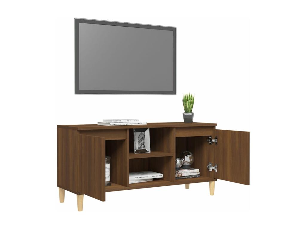 TV stand with solid wood legs, brown oak, 103.5x35x50 cm, XOGU91870