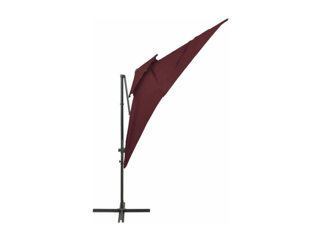 Cantilever parasol with double roof, burgundy red, 250x250 cm, JZUJ79619