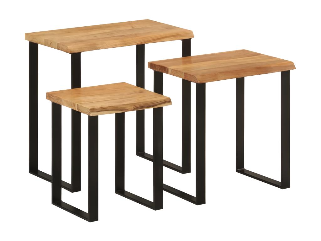 Nesting tables, 3 pieces, with live edge, solid wood by Elariva RFRM43116
