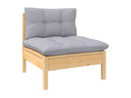 9-piece garden furniture set with grey cushions, solid pine wood PRQW23743