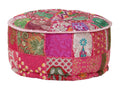 Handmade round cotton pouf from Nobellea, 40x20 cm, Pink BTDO10895