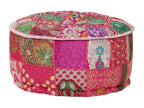Handmade round cotton pouf from Nobellea, 40x20 cm, Pink BTDO10895