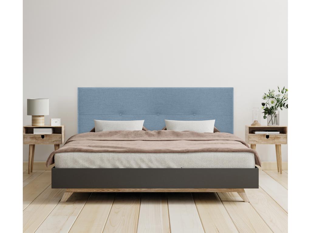 Boisona Natural Linen Headboard with Buttons 160x105cm with Legs for 150/160cm Beds - Blue JTRG28311