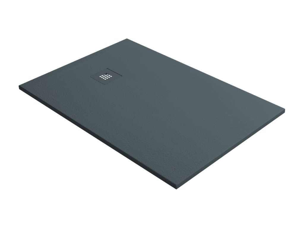 Boisona Extra-Flat Shower Tray - Slate Texture in Anthracite Grey Boisona Composite - L140 x W80 x H3 cm - Boisona SVSX81179