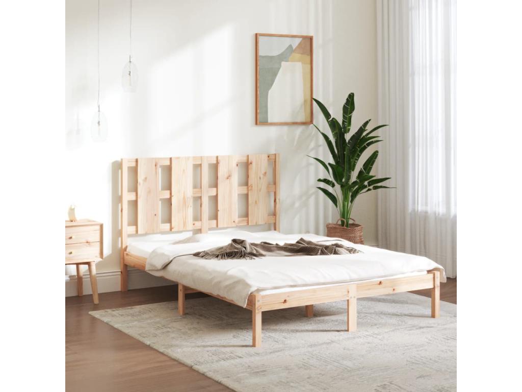 Solid pine wood bed frame 140x200 cm ZKBR57892